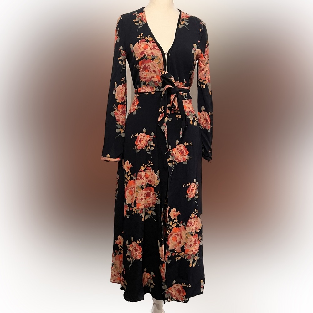 Zara Long Sleeve floral 💐Cardigan w Sash sz S